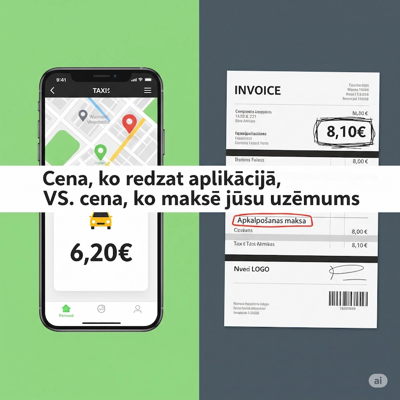 Cenas salīdzinājums aplikācijā un reālās uzņēmuma izmaksas